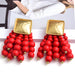 Wholesale Wood Beads Metal Tassel Plated Alloy Earrings JDC-ES-SK022 Earrings 深刻 red Wholesale Jewelry JoyasDeChina Joyas De China