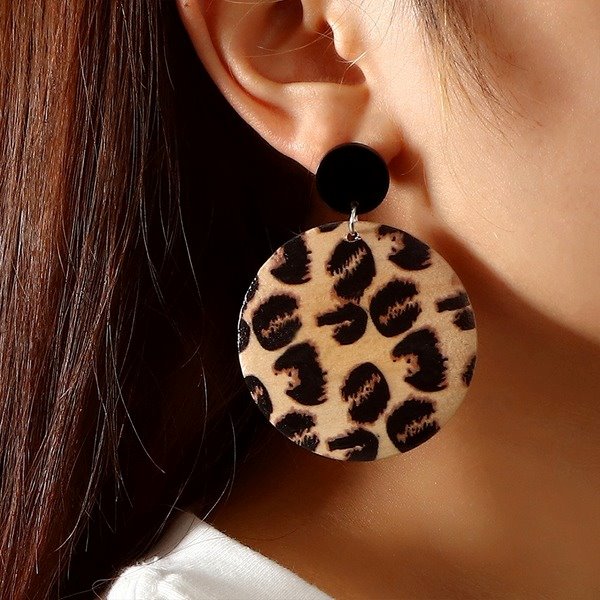 Wholesale Wood Printed Leopard Print Earrings JDC-ES-NZ044 Earrings 奈珠 Wholesale Jewelry JoyasDeChina Joyas De China