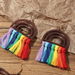 Wholesale wooden rainbow tassel cotton thread earrings JDC-ES-E263 Earrings JoyasDeChina Wholesale Jewelry JoyasDeChina Joyas De China