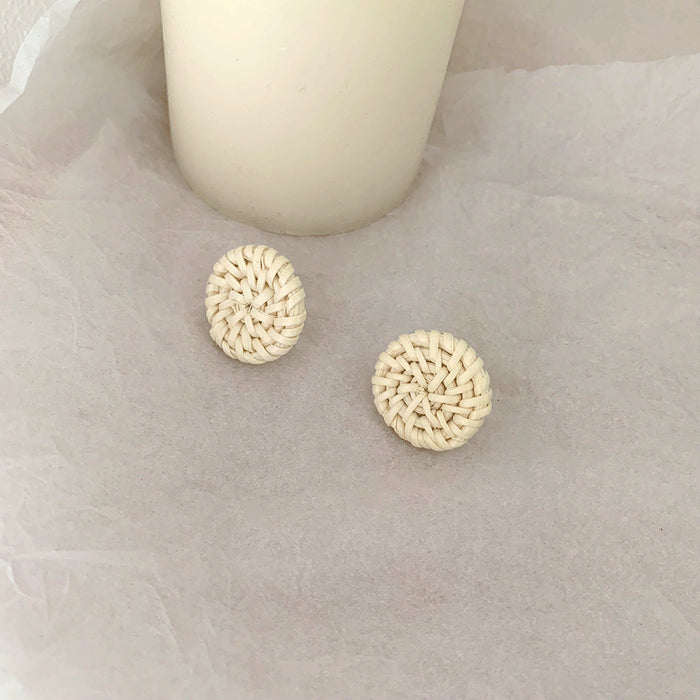 Wholesale wooden splicing bamboo, rattan and grass woven Earrings JDC-ES-ZF001 Earrings JoyasDeChina Rattan 100 Wholesale Jewelry JoyasDeChina Joyas De China