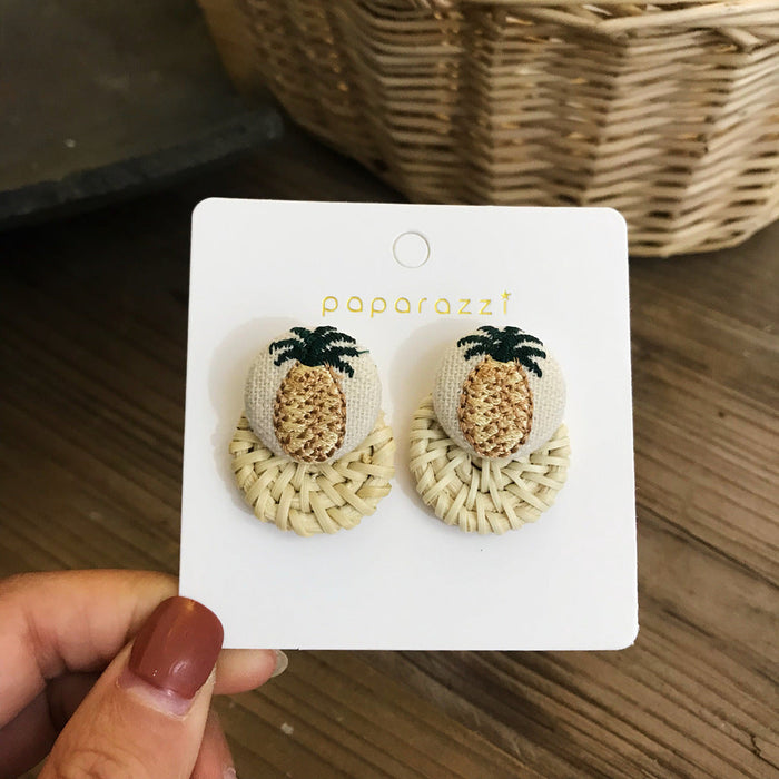Wholesale wooden splicing bamboo, rattan and grass woven Earrings JDC-ES-ZF001 Earrings JoyasDeChina Rattan 50 Wholesale Jewelry JoyasDeChina Joyas De China
