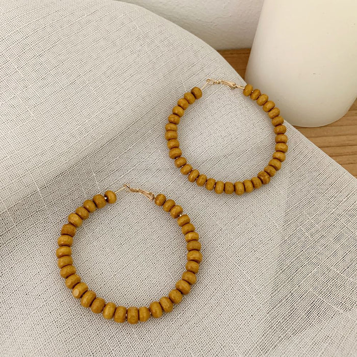 Wholesale wooden splicing bamboo, rattan and grass woven Earrings JDC-ES-ZF001 Earrings JoyasDeChina Rattan 86 Wholesale Jewelry JoyasDeChina Joyas De China