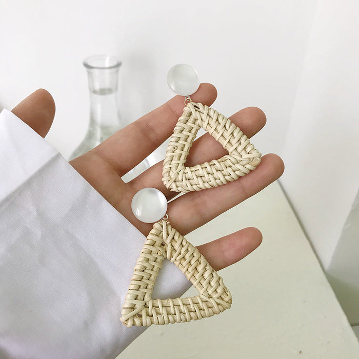 Wholesale wooden splicing bamboo, rattan and grass woven Earrings JDC-ES-ZF001 Earrings JoyasDeChina Rattan 95 Wholesale Jewelry JoyasDeChina Joyas De China