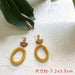 Wholesale wooden splicing bamboo, rattan and grass woven Earrings JDC-ES-ZF001 Earrings JoyasDeChina Rattan Oval Earrings Wholesale Jewelry JoyasDeChina Joyas De China