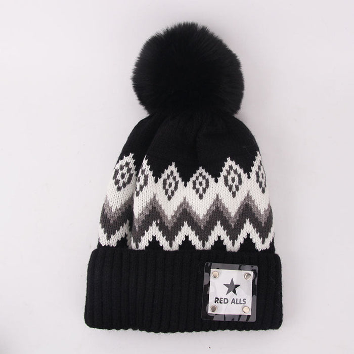 Wholesale wool black and white knitted hat JDC-FH-GSYH047 FashionHat 予画 black Average code Wholesale Jewelry JoyasDeChina Joyas De China