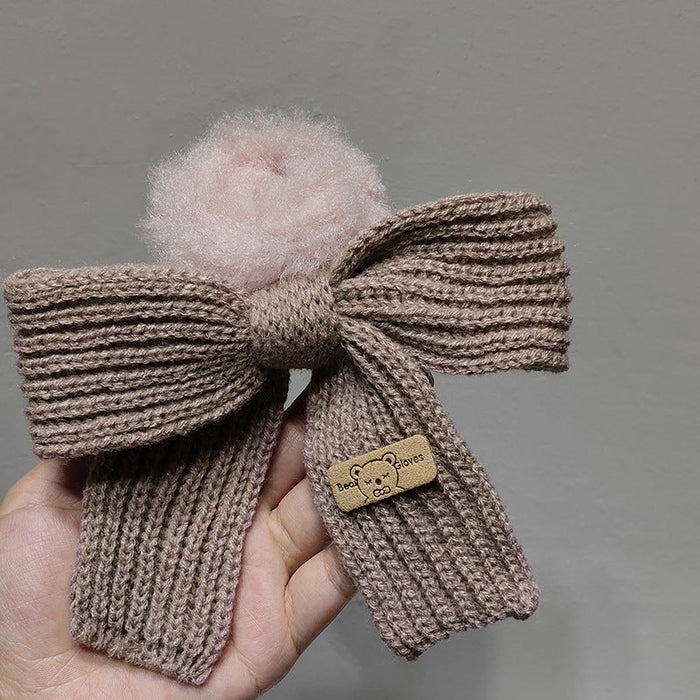 Wholesale wool bowknot plush Hair Scrunchies JDC-HS-TOC005 Hair Scrunchies JoyasDeChina pink Wholesale Jewelry JoyasDeChina Joyas De China