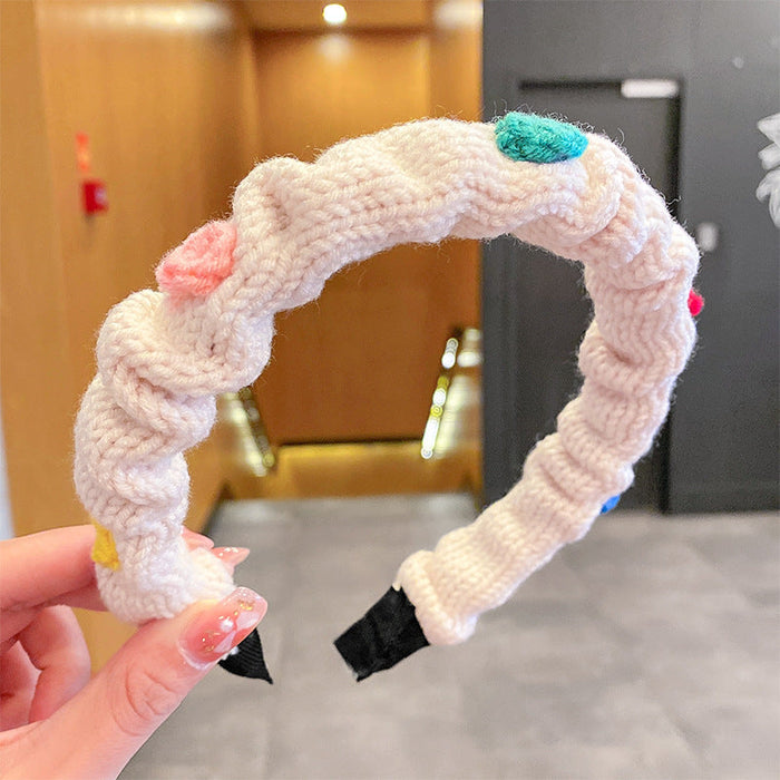 Wholesale wool cloth rose knitting Headband JDC-HD-i108 Headband JoyasDeChina 1# white hair band Wholesale Jewelry JoyasDeChina Joyas De China
