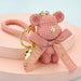 Wholesale woolen bear acrylic metal keychains JDC-KC-WS035 Keychains 围颂 pink Wholesale Jewelry JoyasDeChina Joyas De China