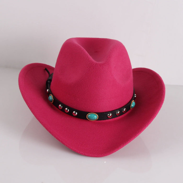 Wholesale woolen cowboy hat JDC-FH-GSSS007 Fashionhat 双硕 rose red M Wholesale Jewelry JoyasDeChina Joyas De China