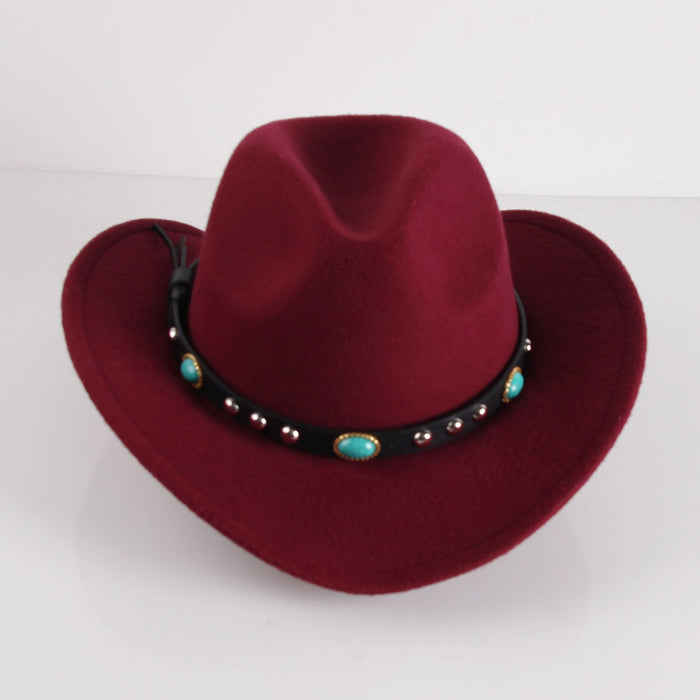 Wholesale woolen cowboy hat JDC-FH-GSSS007 Fashionhat 双硕 wine red M Wholesale Jewelry JoyasDeChina Joyas De China