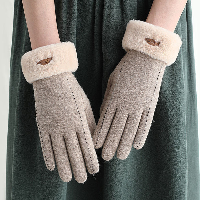 Wholesale woolen thickened warm ladies gloves JDC-GS-BX-015 Gloves 伯循 khaki one size Wholesale Jewelry JoyasDeChina Joyas De China