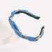 Wholesale woven denim fine edition Headband JDC-HD-O213 Headband JoyasDeChina Medium blue denim pearl water drill braided hair hoops Wholesale Jewelry JoyasDeChina Joyas De China