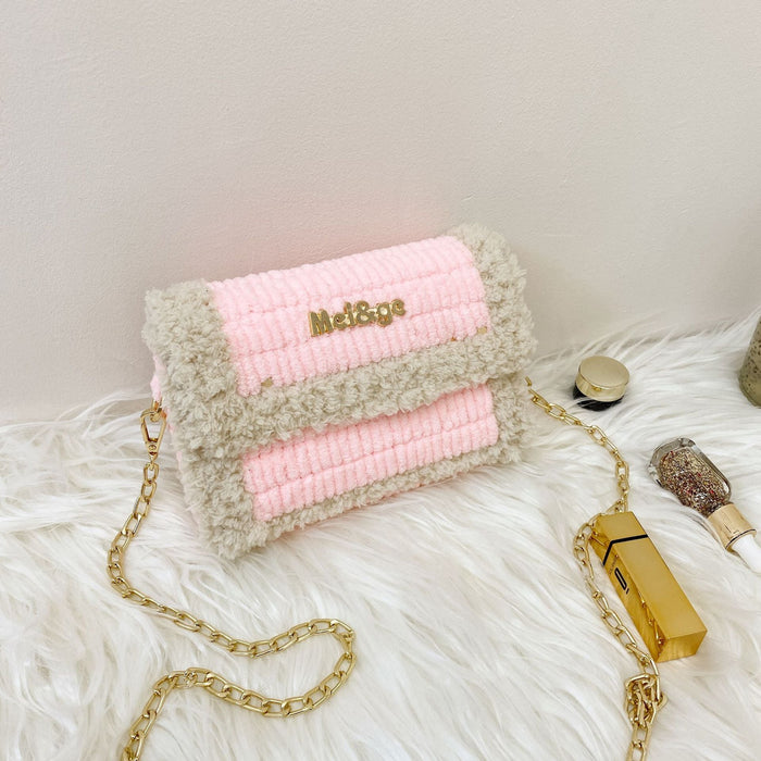 Wholesale woven DIY wool shoulder bag JDC-SD-MF028 Shoulder Bags 满丰 pink Wholesale Jewelry JoyasDeChina Joyas De China