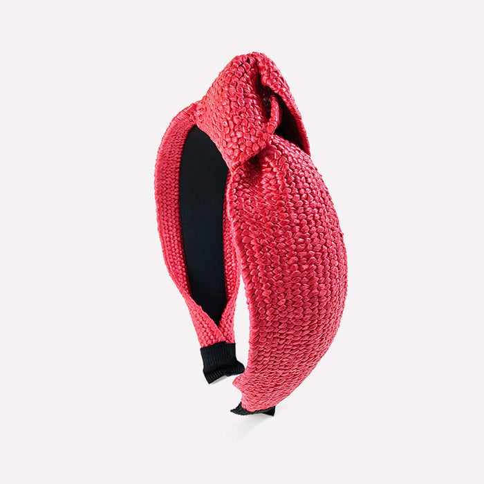 Wholesale woven Lafite wide-brimmed headband JDC-HD-O223 Headband JoyasDeChina The red wide version of the grass mat weaves knotted hair hoops Wholesale Jewelry JoyasDeChina Joyas De China