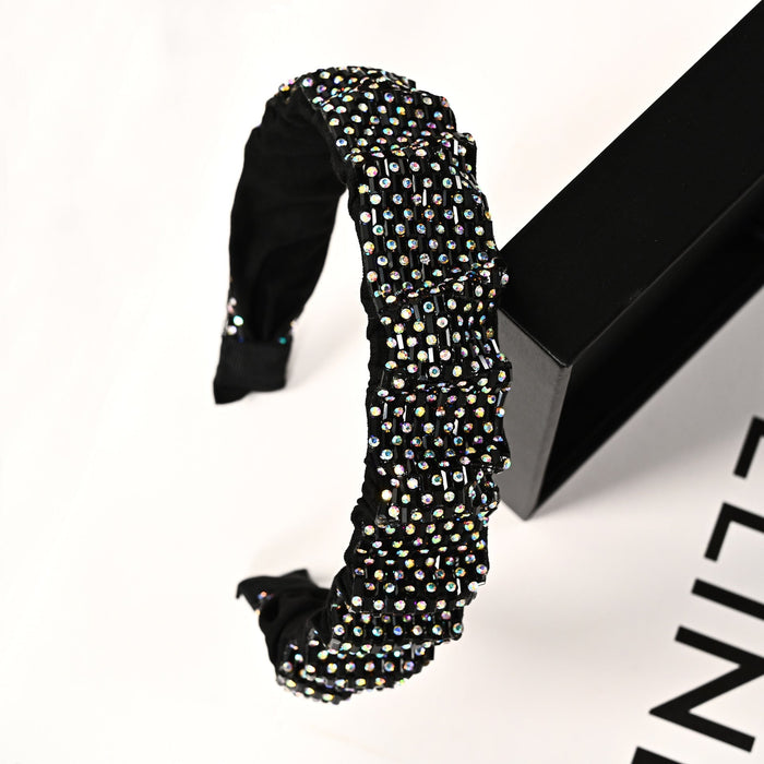Wholesale wrinkled full diamond glittering Headband JDC-HD-YingT003 Headband 迎泰 3.5ABblack Wholesale Jewelry JoyasDeChina Joyas De China