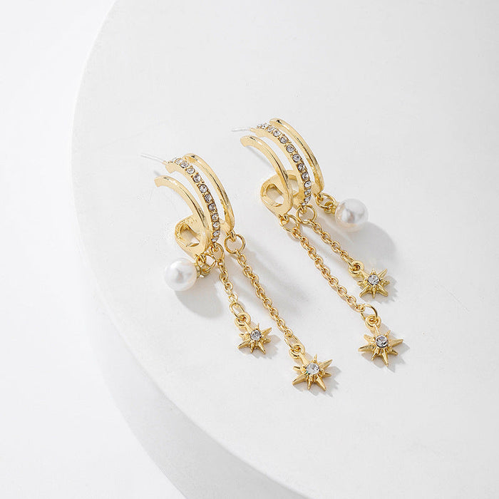 Wholesale yellow alloy pearl earrings JDC-ES-YWJQ013 Earrings 精巧 gold Wholesale Jewelry JoyasDeChina Joyas De China