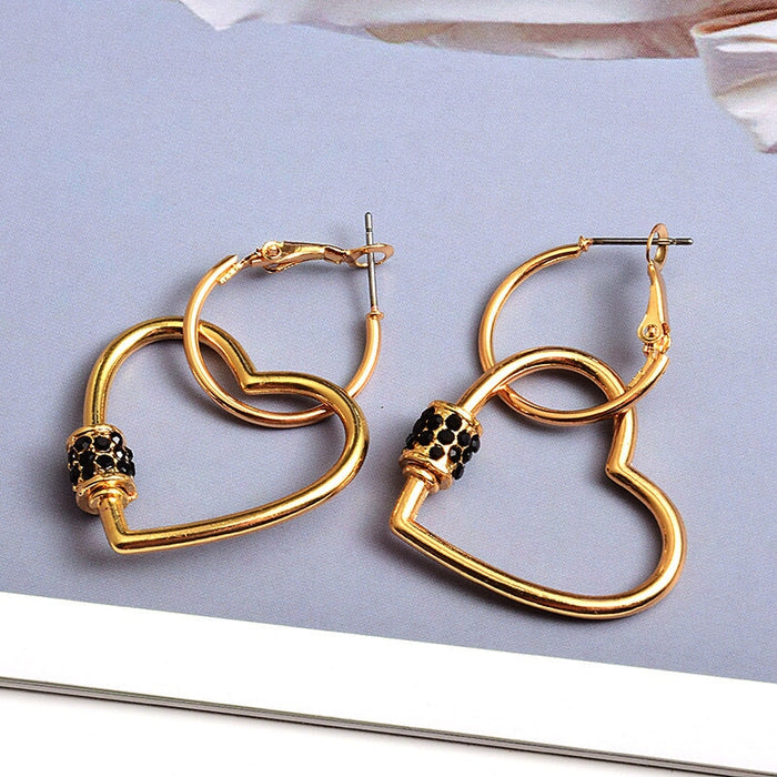 Wholesale yellow alloy rhinestone earrings JDC-ES-SK085 Earrings 深刻 Black Wholesale Jewelry JoyasDeChina Joyas De China