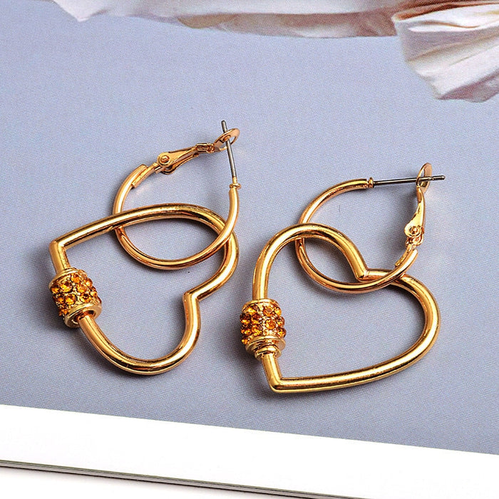 Wholesale yellow alloy rhinestone earrings JDC-ES-SK085 Earrings 深刻 Golden Wholesale Jewelry JoyasDeChina Joyas De China