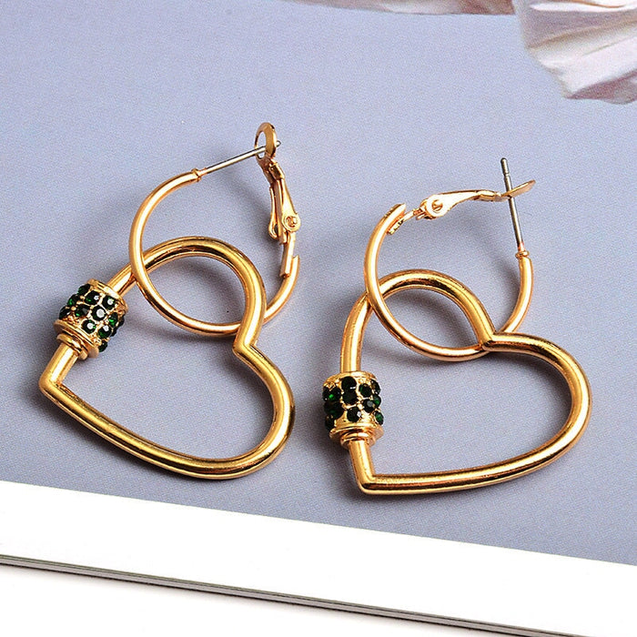 Wholesale yellow alloy rhinestone earrings JDC-ES-SK085 Earrings 深刻 Green Wholesale Jewelry JoyasDeChina Joyas De China