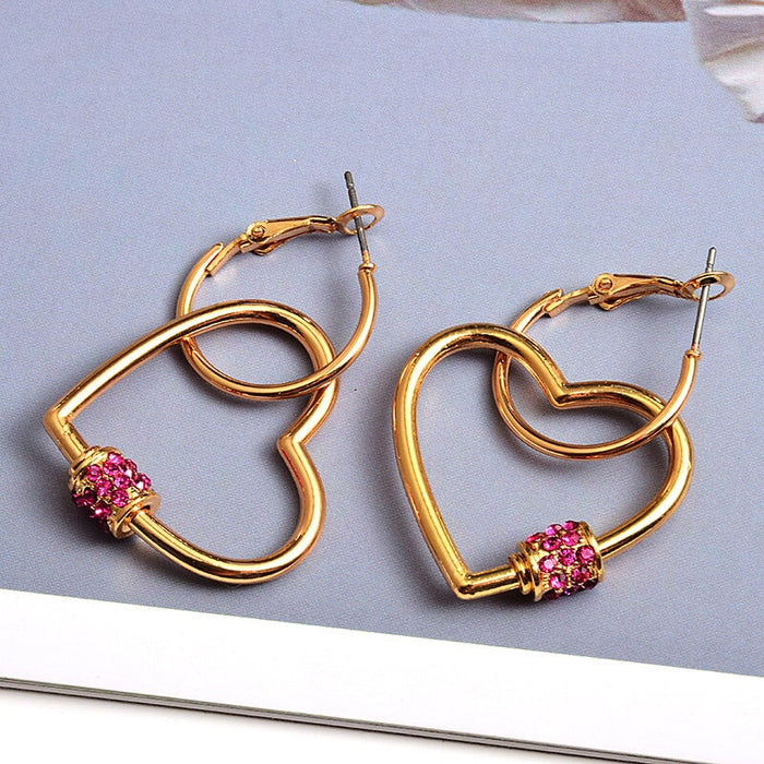 Wholesale yellow alloy rhinestone earrings JDC-ES-SK085 Earrings 深刻 Pink Wholesale Jewelry JoyasDeChina Joyas De China