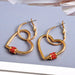 Wholesale yellow alloy rhinestone earrings JDC-ES-SK085 Earrings 深刻 red Wholesale Jewelry JoyasDeChina Joyas De China