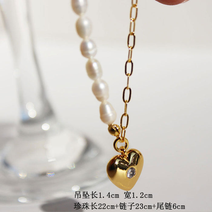 Wholesale Yellow Copper Gold Plated Necklace JDC-NE-BaoLi016 Necklaces 宝莉 with pearls Wholesale Jewelry JoyasDeChina Joyas De China
