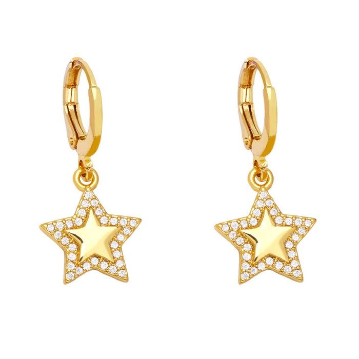 Wholesale yellow gold-plated astronaut earrings JDC-ES-AS097 Earrings 翱昇 Pentagram Wholesale Jewelry JoyasDeChina Joyas De China