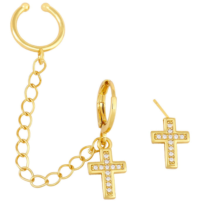 Wholesale yellow gold-plated butterfly earrings JDC-ES-AS099 Earrings 翱昇 cross Wholesale Jewelry JoyasDeChina Joyas De China