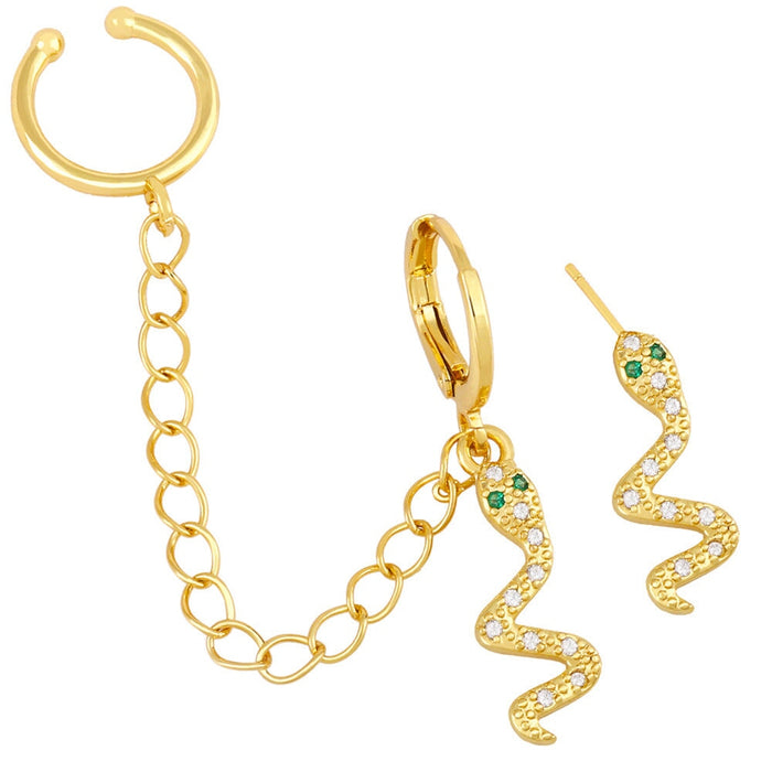 Wholesale yellow gold-plated butterfly earrings JDC-ES-AS099 Earrings 翱昇 snake Wholesale Jewelry JoyasDeChina Joyas De China
