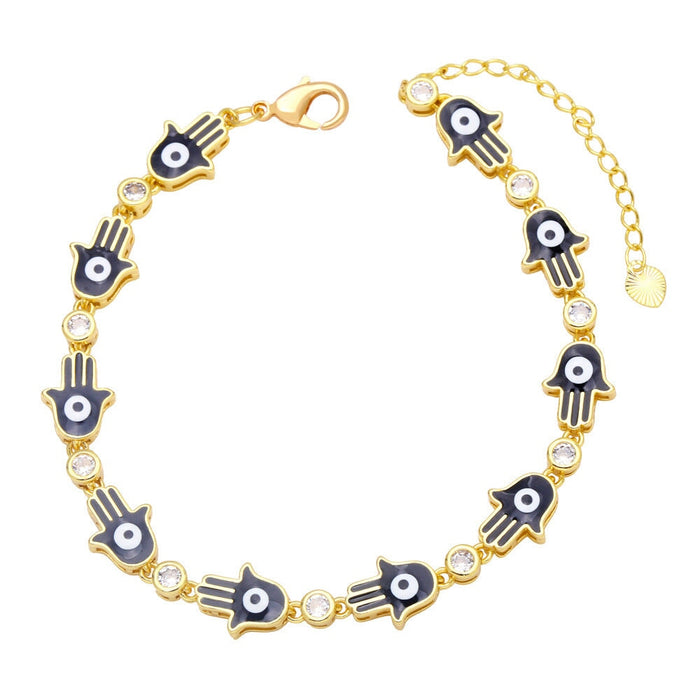 Wholesale yellow gold-plated devil's eye bracelet JDC-BT-AS113 Bracelet 翱昇 black Wholesale Jewelry JoyasDeChina Joyas De China