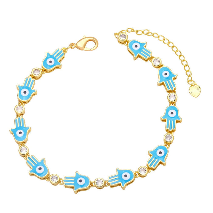 Wholesale yellow gold-plated devil's eye bracelet JDC-BT-AS113 Bracelet 翱昇 Blue Wholesale Jewelry JoyasDeChina Joyas De China