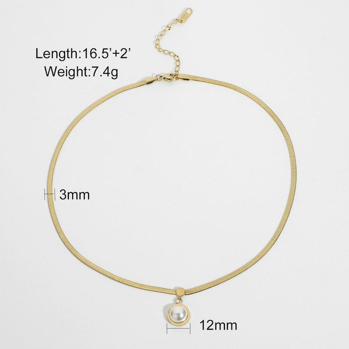 Wholesale yellow gold-plated stainless steel pearl necklace JDC-NE-JD368 Necklaces 杰鼎 JDCDK180 Wholesale Jewelry JoyasDeChina Joyas De China