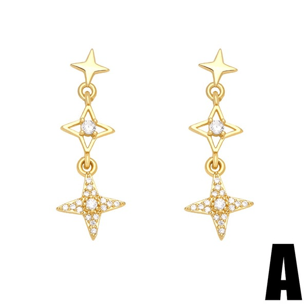 Wholesale Yellow Gold Plated Star Moon Earrings JDC-ES-AS098 Earrings 翱昇 Wholesale Jewelry JoyasDeChina Joyas De China