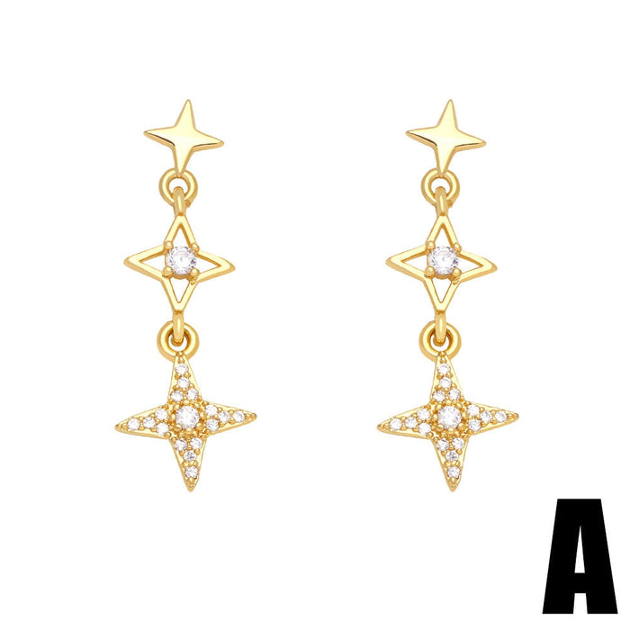Wholesale Yellow Gold Plated Star Moon Earrings JDC-ES-AS098 Earrings 翱昇 A Wholesale Jewelry JoyasDeChina Joyas De China