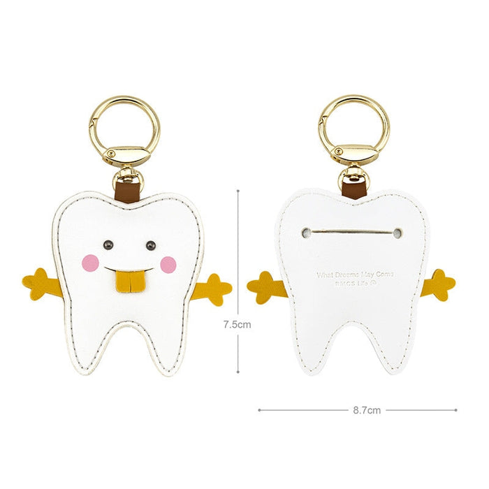 Wholesale yellow leather keychain JDC-KC-Bam002 Keychains 捌门 tooth Wholesale Jewelry JoyasDeChina Joyas De China