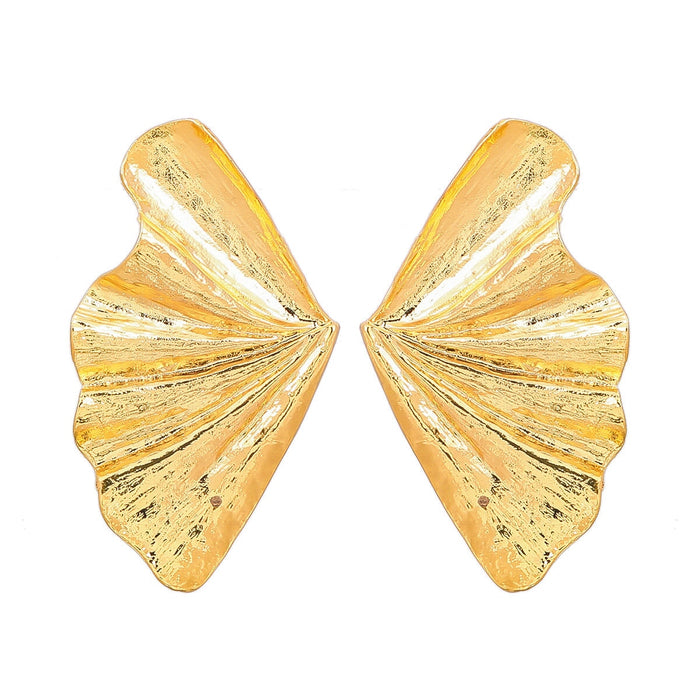 Wholesale yellow metal leaf earrings JDC-ES-JL925 Earrings 氿乐 Golden Wholesale Jewelry JoyasDeChina Joyas De China