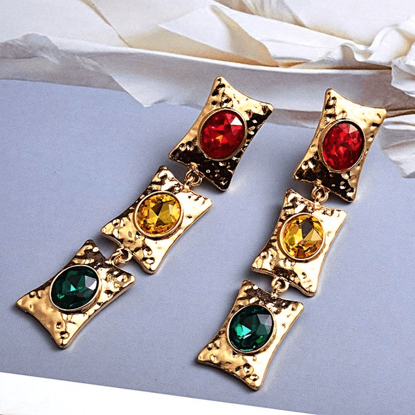 Wholesale yellow rhinestone earrings JDC-ES-SK083 Earrings 深刻 Wholesale Jewelry JoyasDeChina Joyas De China