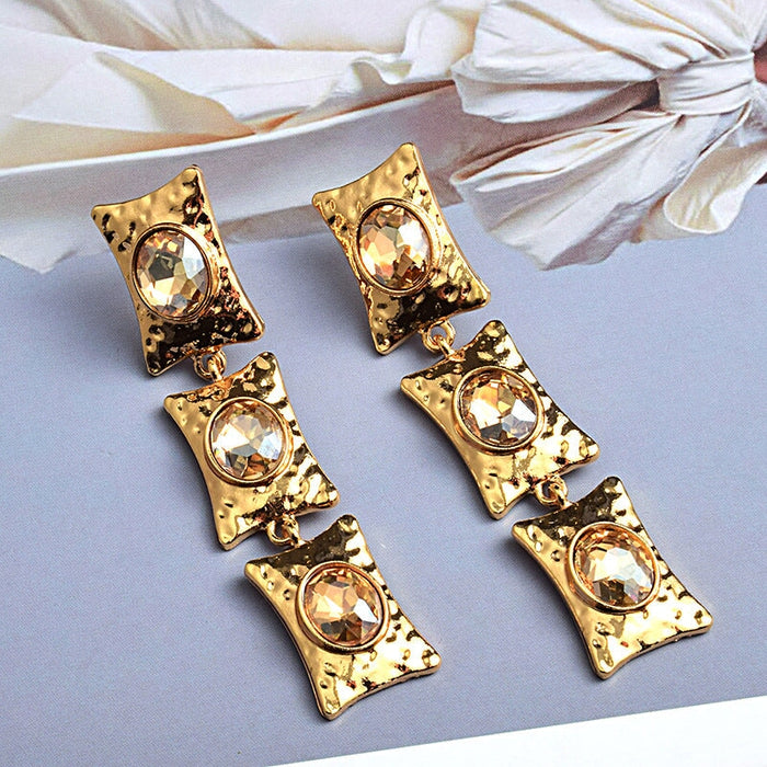 Wholesale yellow rhinestone earrings JDC-ES-SK083 Earrings 深刻 champagne Wholesale Jewelry JoyasDeChina Joyas De China