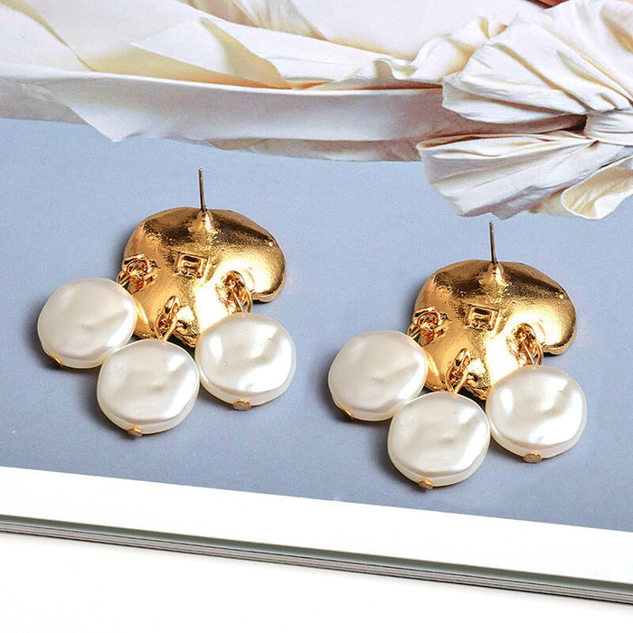 Wholesale Yellow Rhinestone Pearl Earrings JDC-ES-SK078 Earrings 深刻 Wholesale Jewelry JoyasDeChina Joyas De China