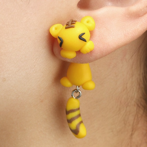 Bulk Jewelry Wholesale yellow soft pottery tiger creative split earrings JDC-ES-C020 Wholesale factory from China YIWU China