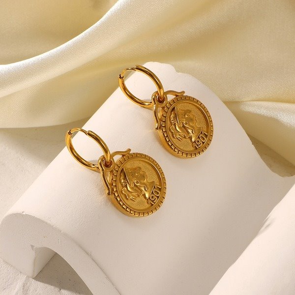 Wholesale yellow stainless steel earrings JDC-ES-JD238 Earrings 杰鼎 Wholesale Jewelry JoyasDeChina Joyas De China