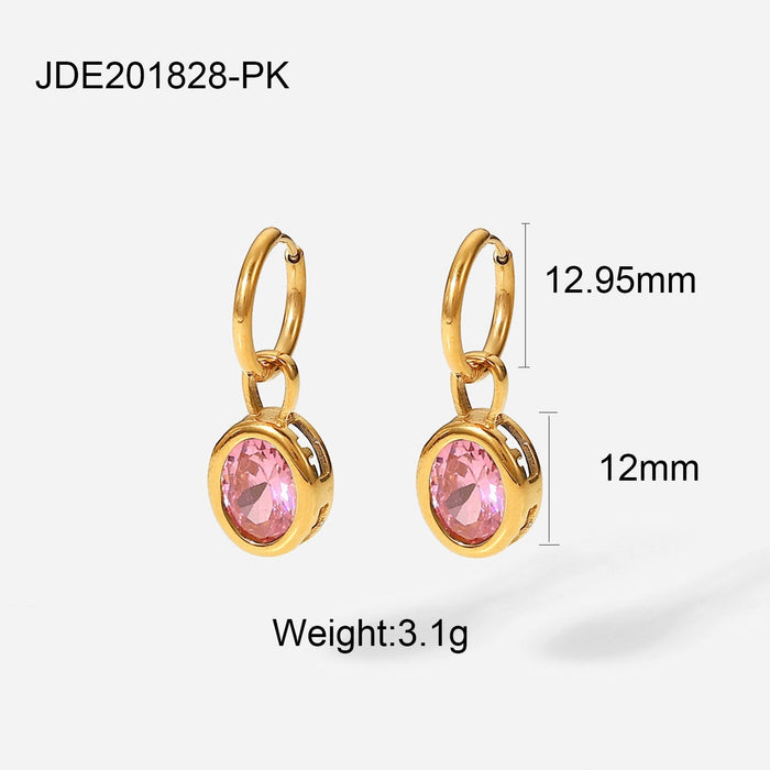 Wholesale yellow stainless steel gold-plated earrings JDC-ES-JD337 Earrings 杰鼎 JDE201828-PK Wholesale Jewelry JoyasDeChina Joyas De China