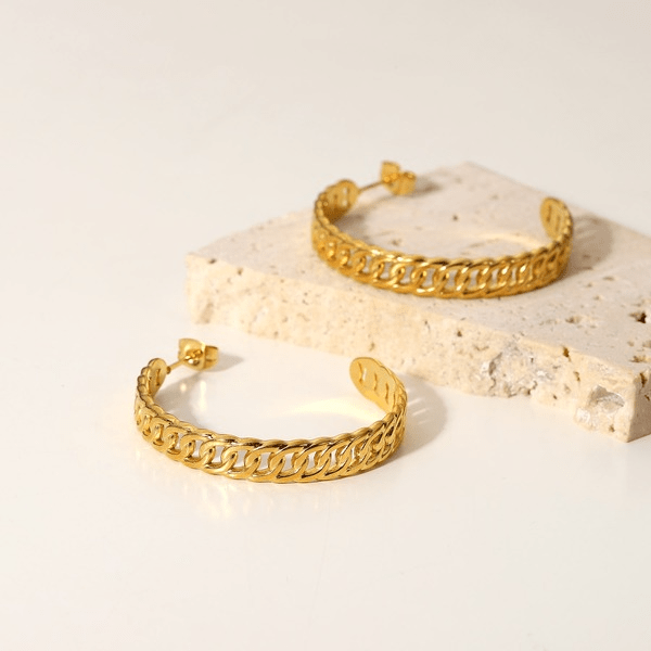 Wholesale yellow stainless steel gold-plated earrings JDC-ES-JD339 Earrings 杰鼎 Wholesale Jewelry JoyasDeChina Joyas De China