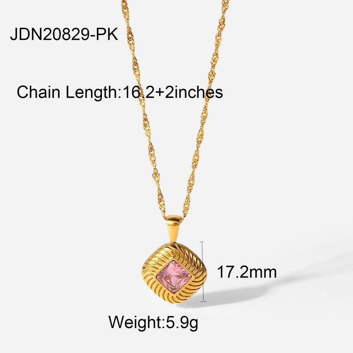 Wholesale yellow stainless steel gold plated necklace JDC-NE-JD363 Necklaces 杰鼎 JDN20829-PK Wholesale Jewelry JoyasDeChina Joyas De China