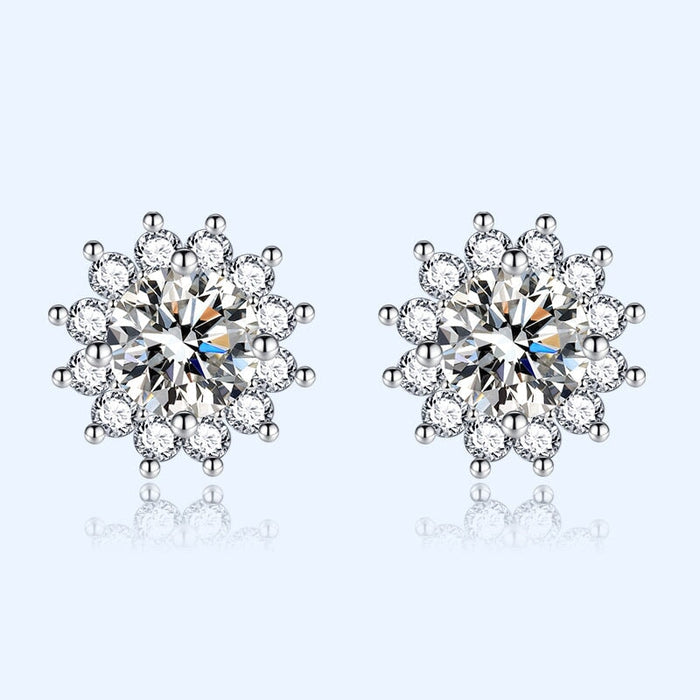 Wholesale yellow sunflower silver plated diamond stud earrings JDC-ES-BZ019 Earrings 标志 Wholesale Jewelry JoyasDeChina Joyas De China