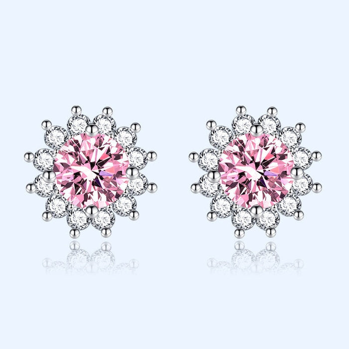 Wholesale yellow sunflower silver plated diamond stud earrings JDC-ES-BZ019 Earrings 标志 Wholesale Jewelry JoyasDeChina Joyas De China