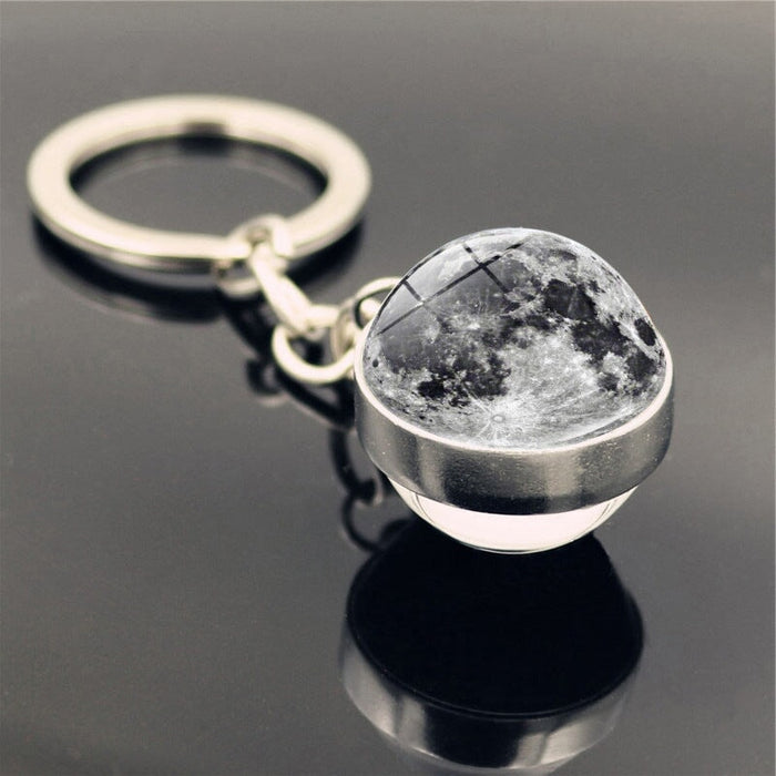 Wholesale Zinc Alloy Glass Galaxy Nebula Glass Ball Keychain JDC-KC-Hengx002 Keychains 横湘 PSXL001135-1- moon Wholesale Jewelry JoyasDeChina Joyas De China
