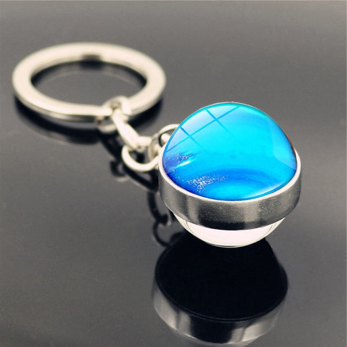 Wholesale Zinc Alloy Glass Galaxy Nebula Glass Ball Keychain JDC-KC-Hengx002 Keychains 横湘 PSXL001135-3-Neptune Wholesale Jewelry JoyasDeChina Joyas De China