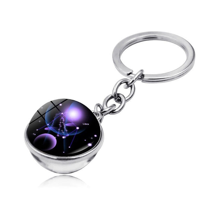 Wholesale Zinc Alloy Glass Zodiac Keychain JDC-KC-Hengx003 Keychains 横湘 PSXL00244-1-Libra Wholesale Jewelry JoyasDeChina Joyas De China
