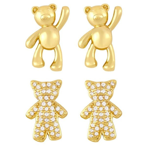 Wholesale Zircon Bear Copper Plated 18k Gold Earrings JDC-ES-AS-009 Earrings 翱?N Wholesale Jewelry JoyasDeChina Joyas De China
